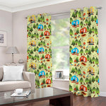Camping Picnic Pattern Print Blackout Grommet Curtains