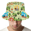 Camping Picnic Pattern Print Bucket Hat