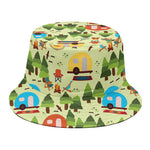 Camping Picnic Pattern Print Bucket Hat