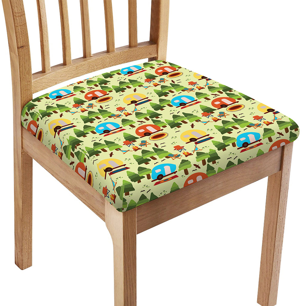 Camping Picnic Pattern Print Chair Cushion Cover