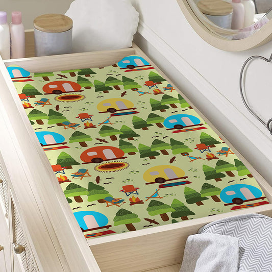 Camping Picnic Pattern Print Changing Pad Cover