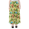 Camping Picnic Pattern Print Chiffon Maxi Skirt