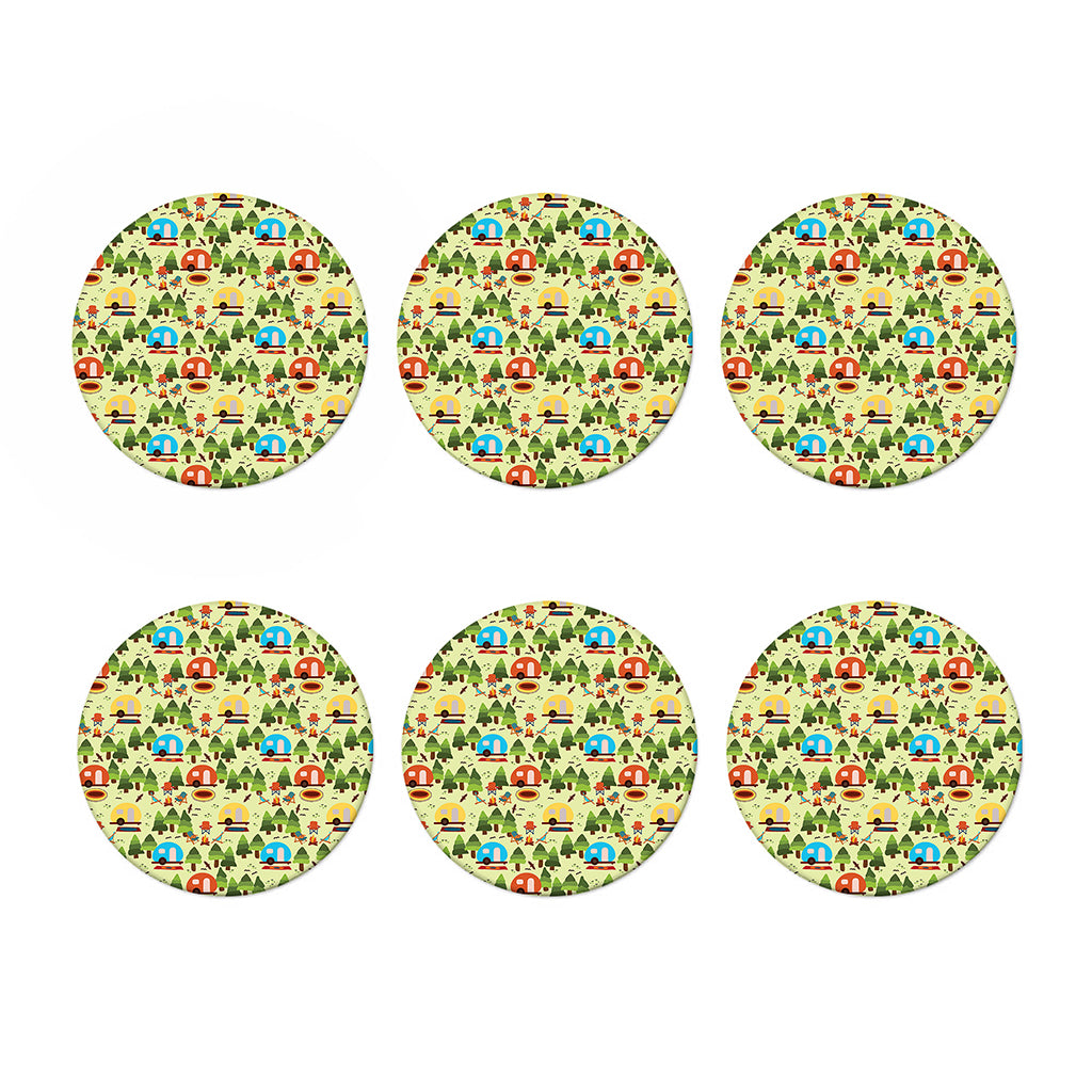 Camping Picnic Pattern Print Coaster Set