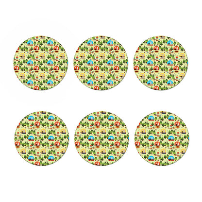 Camping Picnic Pattern Print Coaster Set