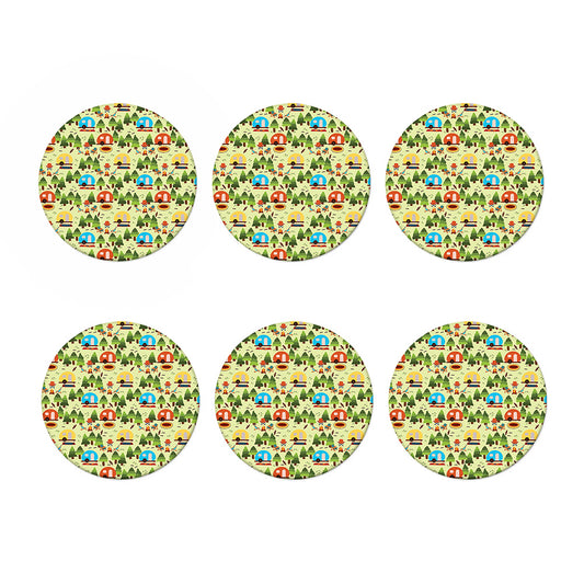 Camping Picnic Pattern Print Coaster Set
