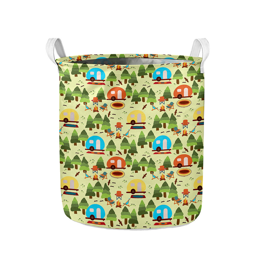 Camping Picnic Pattern Print Collapsible Laundry Basket