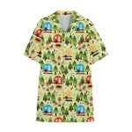 Camping Picnic Pattern Print Cotton Hawaiian Shirt