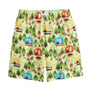 Camping Picnic Pattern Print Cotton Shorts