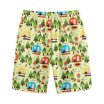 Camping Picnic Pattern Print Cotton Shorts