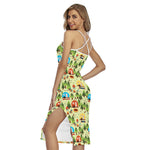 Camping Picnic Pattern Print Cross Back Cami Dress