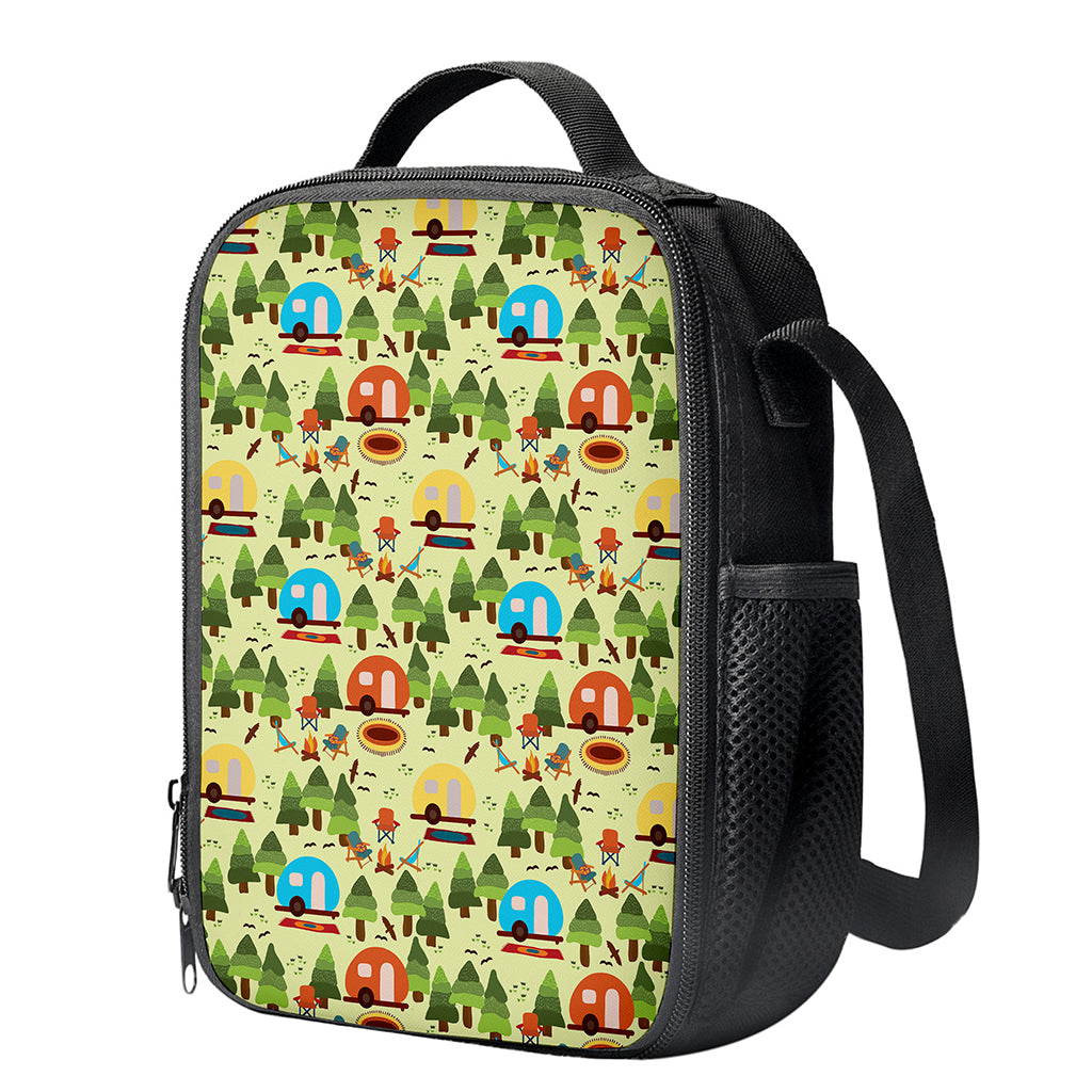 Camping Picnic Pattern Print Crossbody Lunch Bag