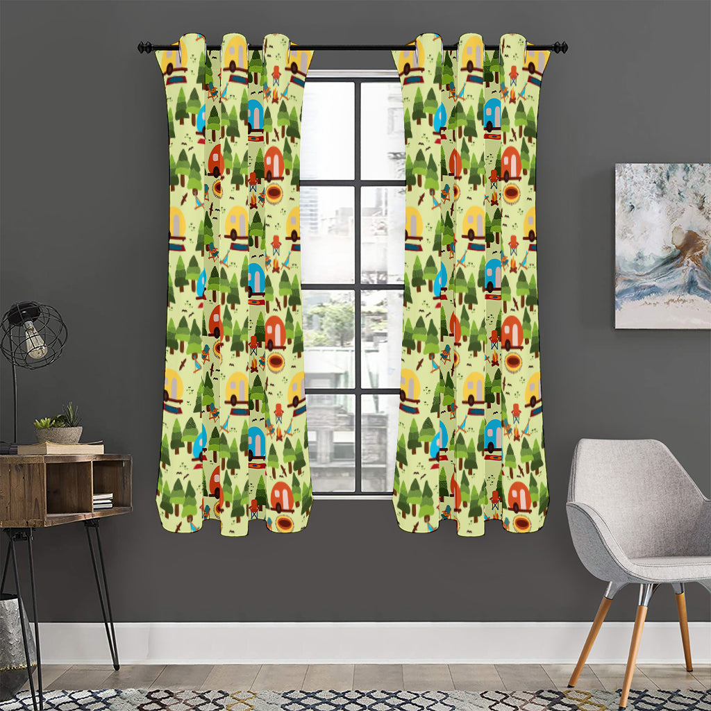 Camping Picnic Pattern Print Curtain