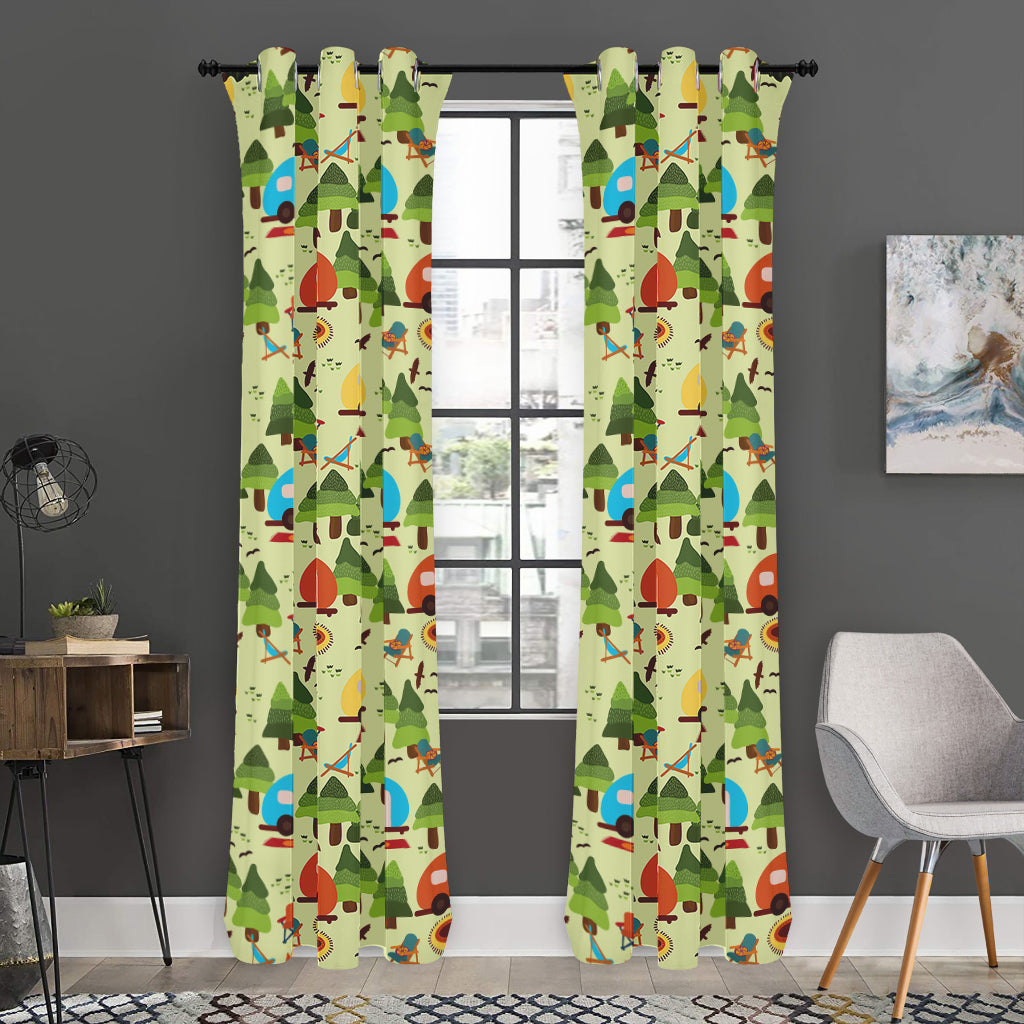 Camping Picnic Pattern Print Curtain