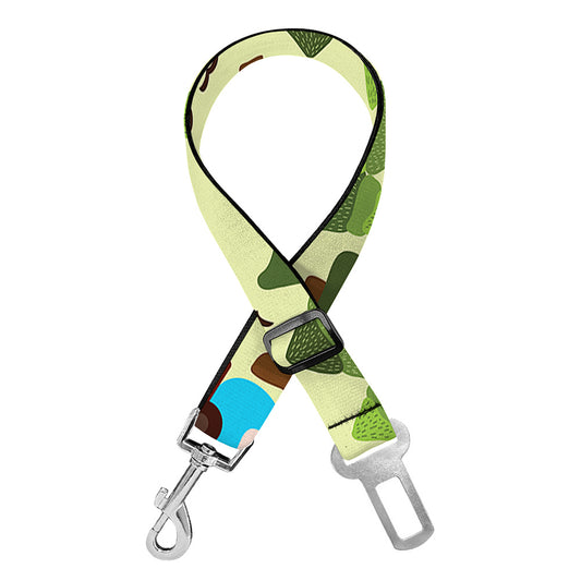 Camping Picnic Pattern Print Dog Seat Belt