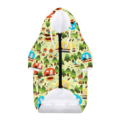 Camping Picnic Pattern Print Dog Zip Up Hoodie