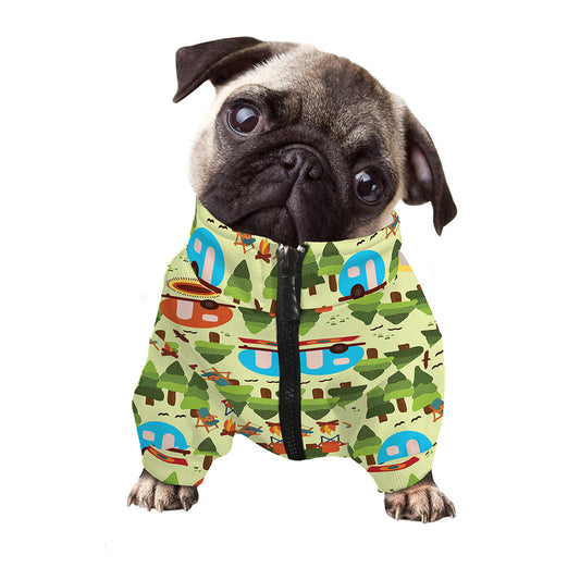 Camping Picnic Pattern Print Dog Zip Up Jacket