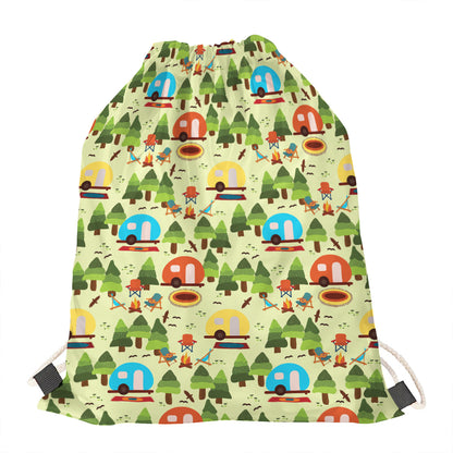 Camping Picnic Pattern Print Drawstring Bag