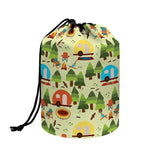 Camping Picnic Pattern Print Drawstring Makeup Bag