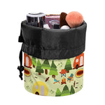 Camping Picnic Pattern Print Drawstring Makeup Bag