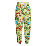 Camping Picnic Pattern Print Fleece Lined Knit Pants