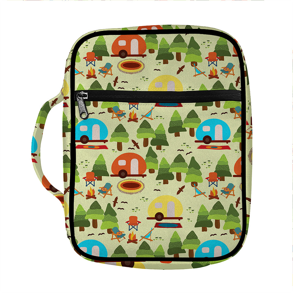 Camping Picnic Pattern Print Front Pocket Bible Bag