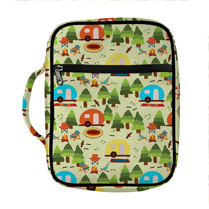 Camping Picnic Pattern Print Front Pocket Bible Bag