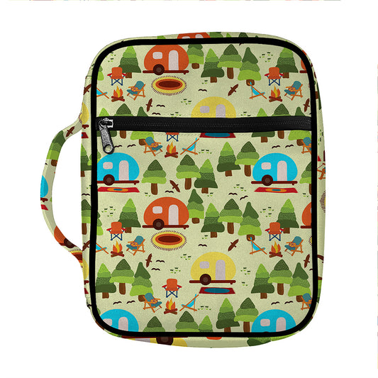 Camping Picnic Pattern Print Front Pocket Bible Bag