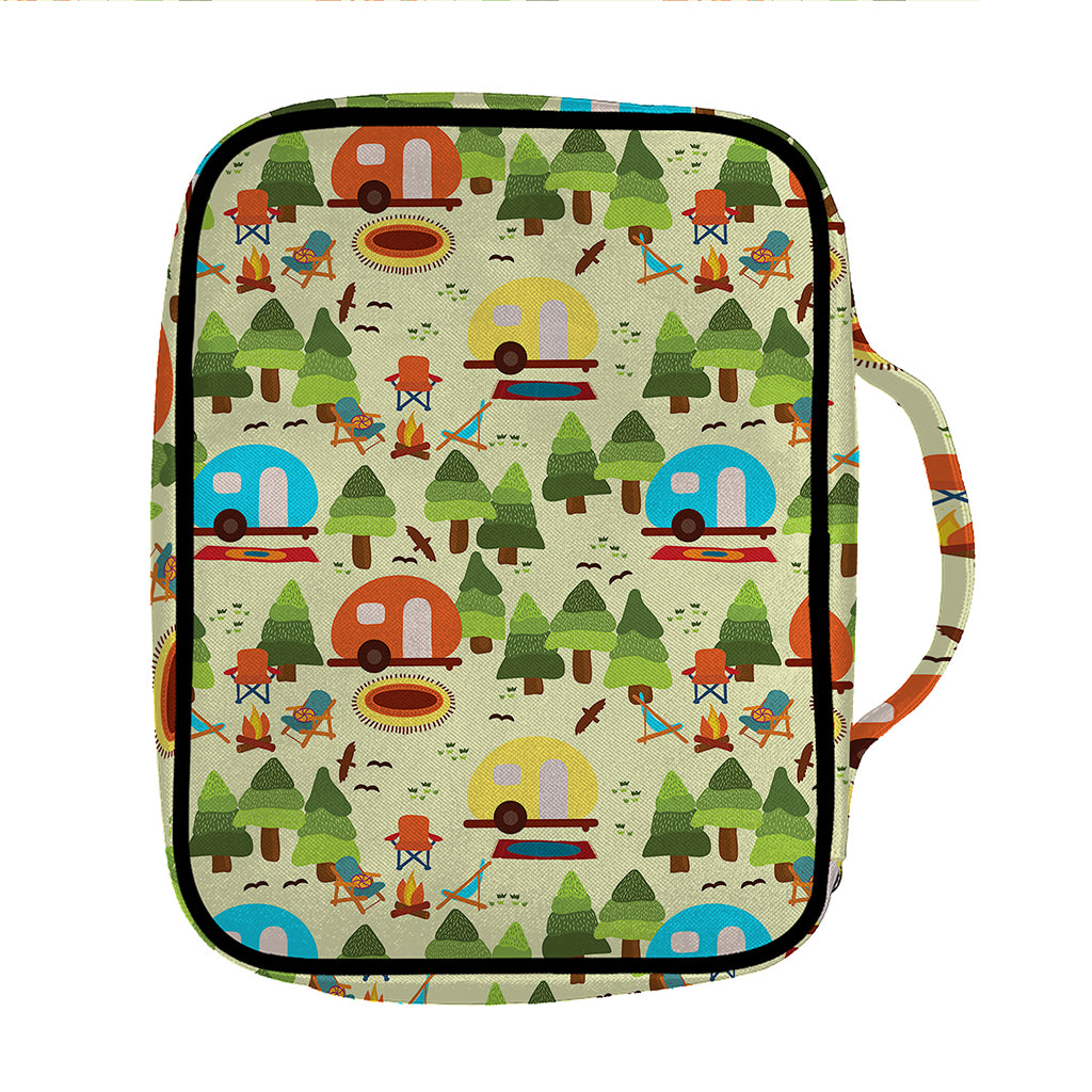 Camping Picnic Pattern Print Front Pocket Bible Bag