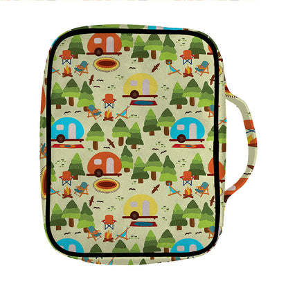 Camping Picnic Pattern Print Front Pocket Bible Bag
