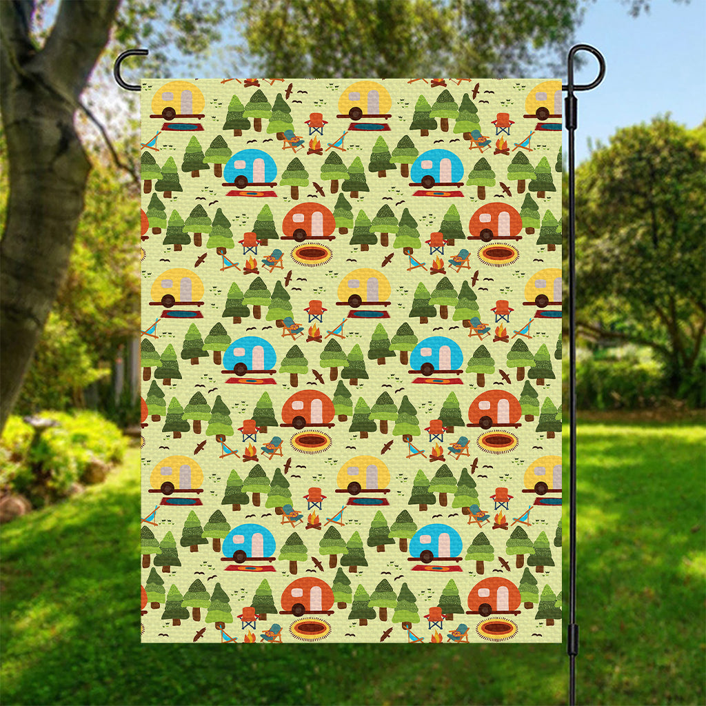 Camping Picnic Pattern Print Garden Flag