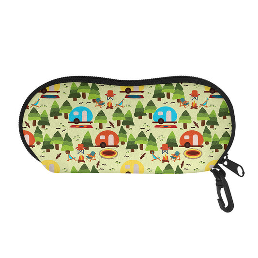 Camping Picnic Pattern Print Glasses Case