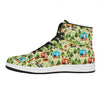 Camping Picnic Pattern Print High Top Leather Sneakers