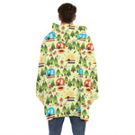 Camping Picnic Pattern Print Hoodie Blanket