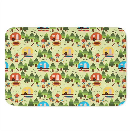 Camping Picnic Pattern Print Indoor Door Mat