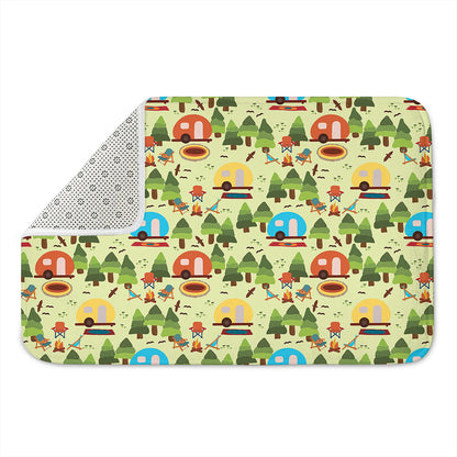 Camping Picnic Pattern Print Indoor Door Mat