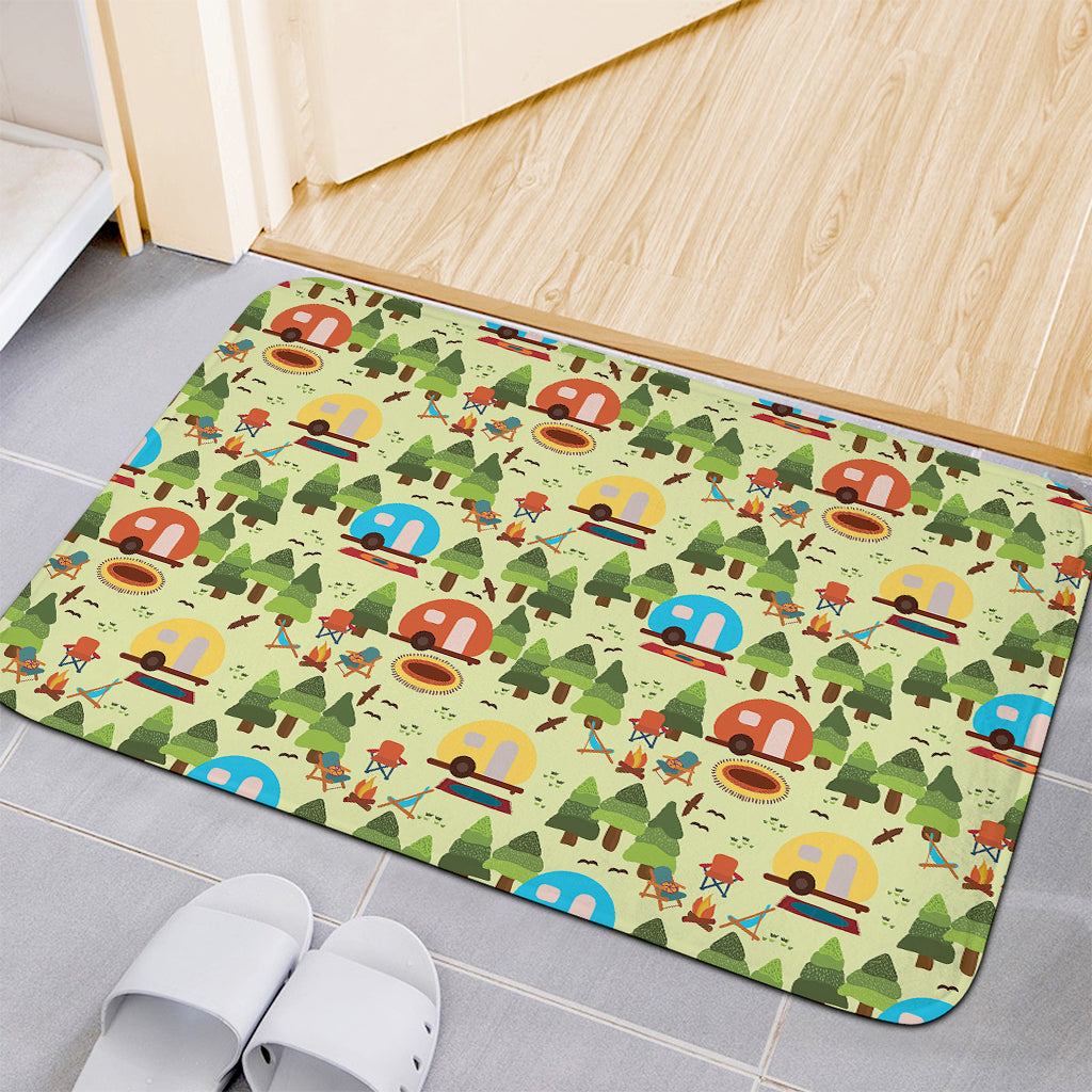 Camping Picnic Pattern Print Indoor Door Mat