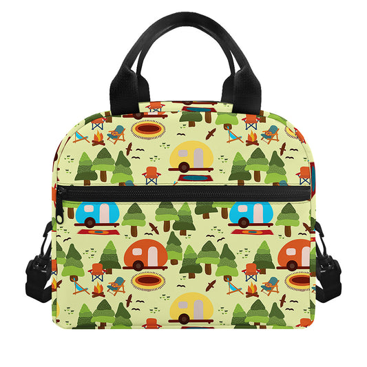 Camping Picnic Pattern Print Insulated Lunch Bag