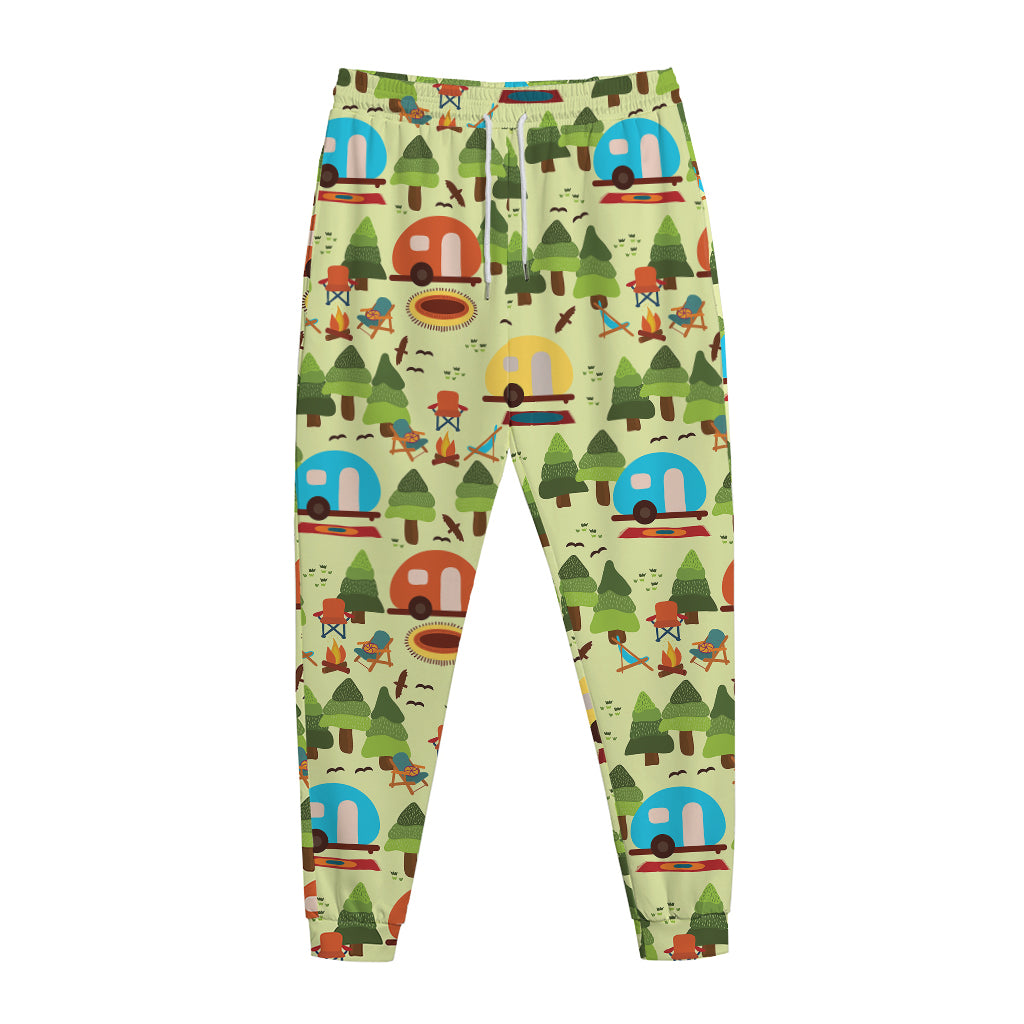 Camping Picnic Pattern Print Jogger Pants