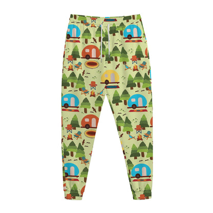 Camping Picnic Pattern Print Jogger Pants