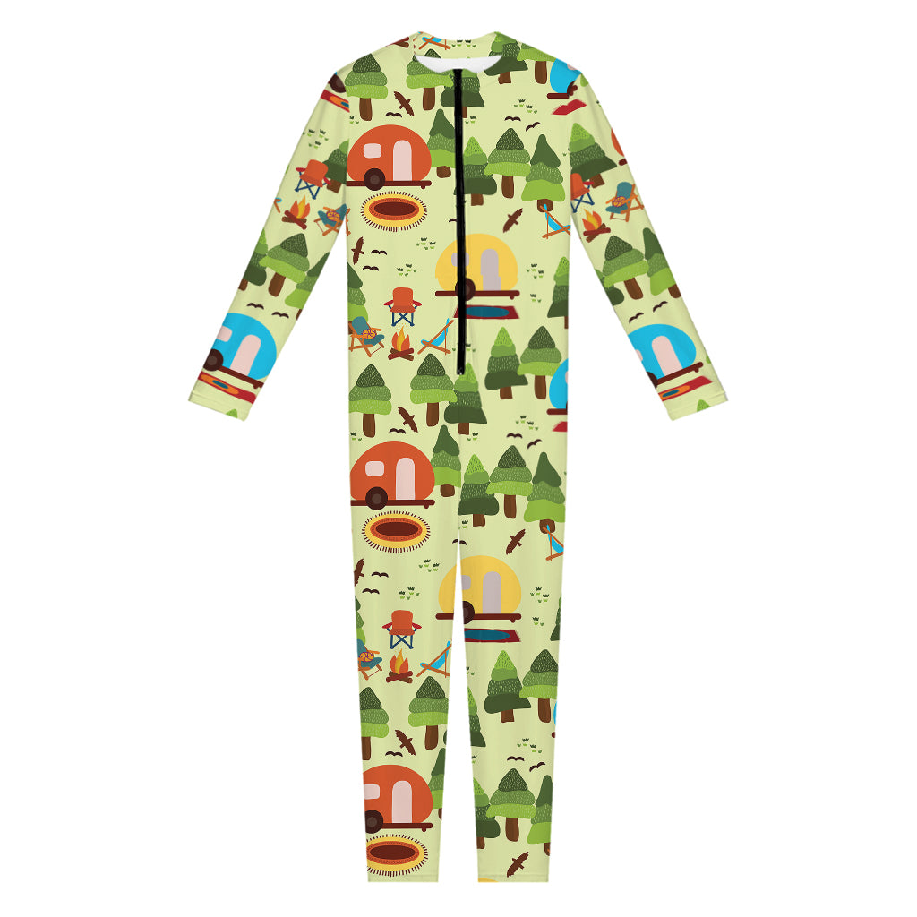 Camping Picnic Pattern Print Jumpsuit