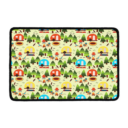 Camping Picnic Pattern Print Kitchen Mat
