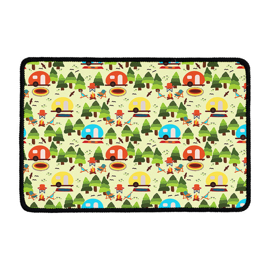 Camping Picnic Pattern Print Kitchen Mat