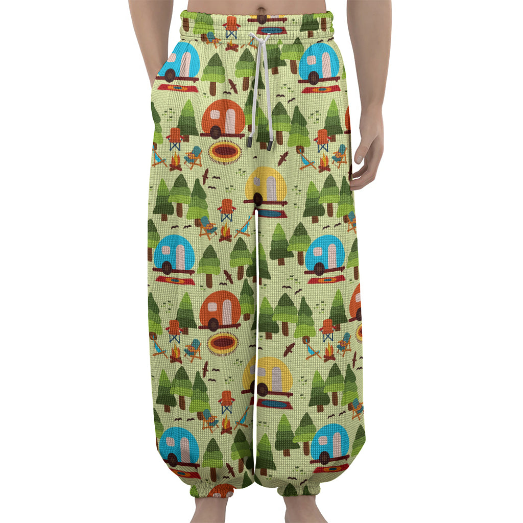 Camping Picnic Pattern Print Lantern Pants