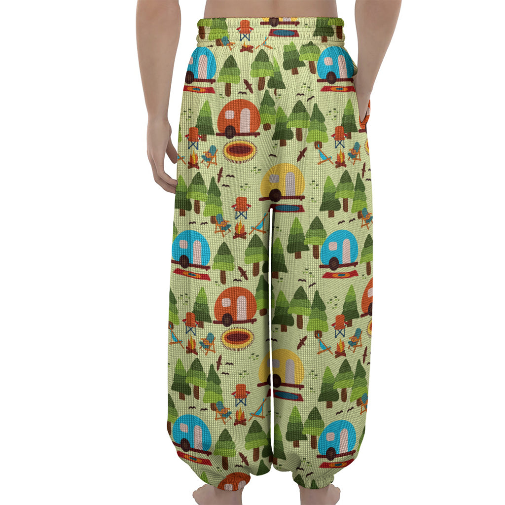 Camping Picnic Pattern Print Lantern Pants