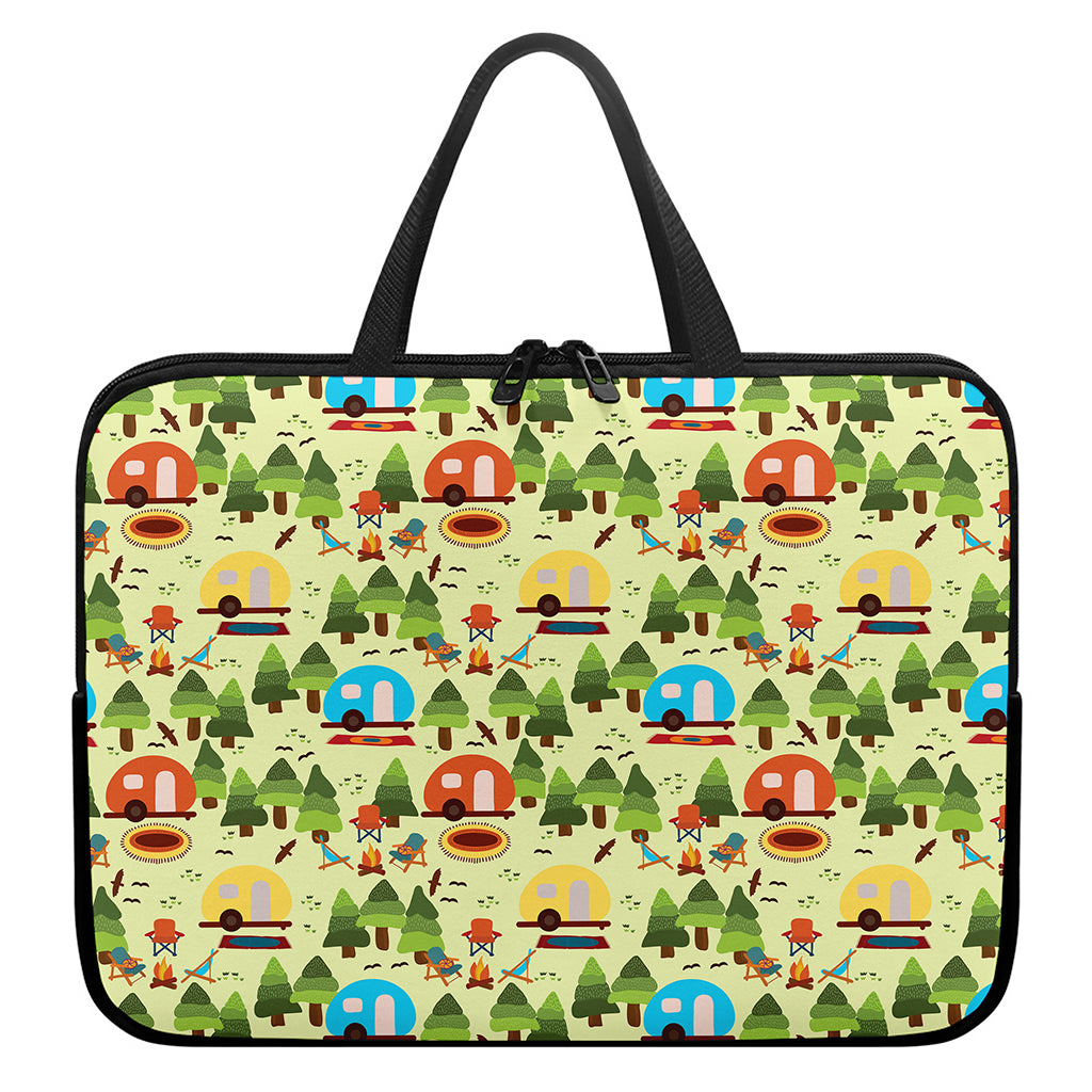 Camping Picnic Pattern Print Laptop Sleeve With Handle