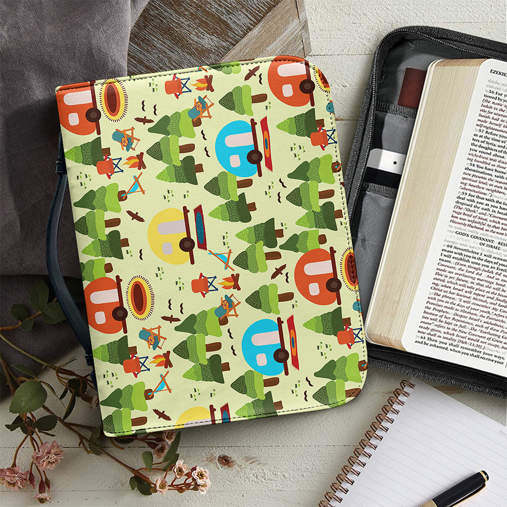 Camping Picnic Pattern Print Leather Bible Cover