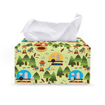 Camping Picnic Pattern Print Leather Tissue Box Cover