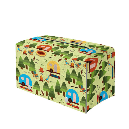 Camping Picnic Pattern Print Leather Tissue Box Cover