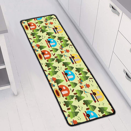 Camping Picnic Pattern Print Long Kitchen Mat