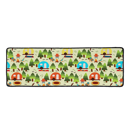 Camping Picnic Pattern Print Long Kitchen Mat